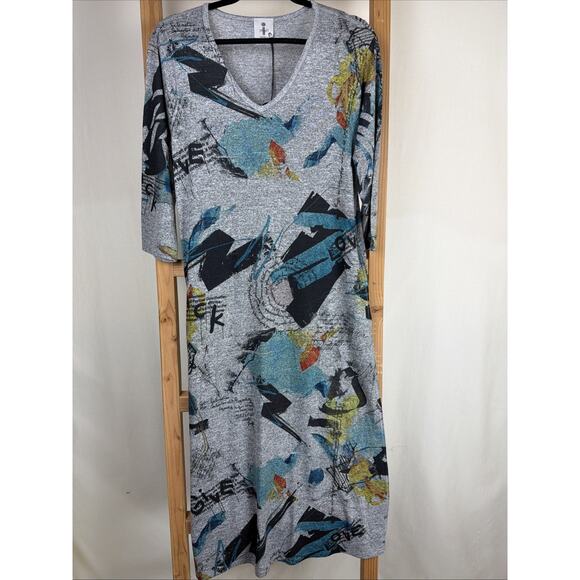 Inoah Dresses & Skirts - NWT Inoah Multicolor V Neck Art to Wear Dress #1128 SMALL